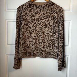 Monrow Leopard Print Long Sleeve Sweater